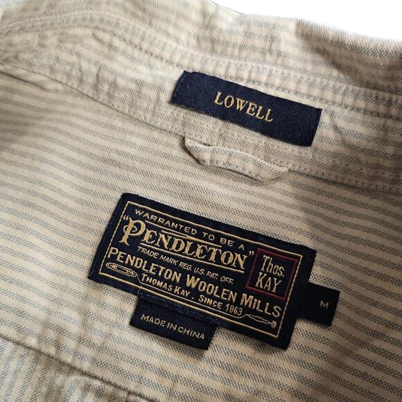 Pendleton Mens Lowell Button Down Shirt, Striped, Cotton, Size Medium - Picture 6 of 7